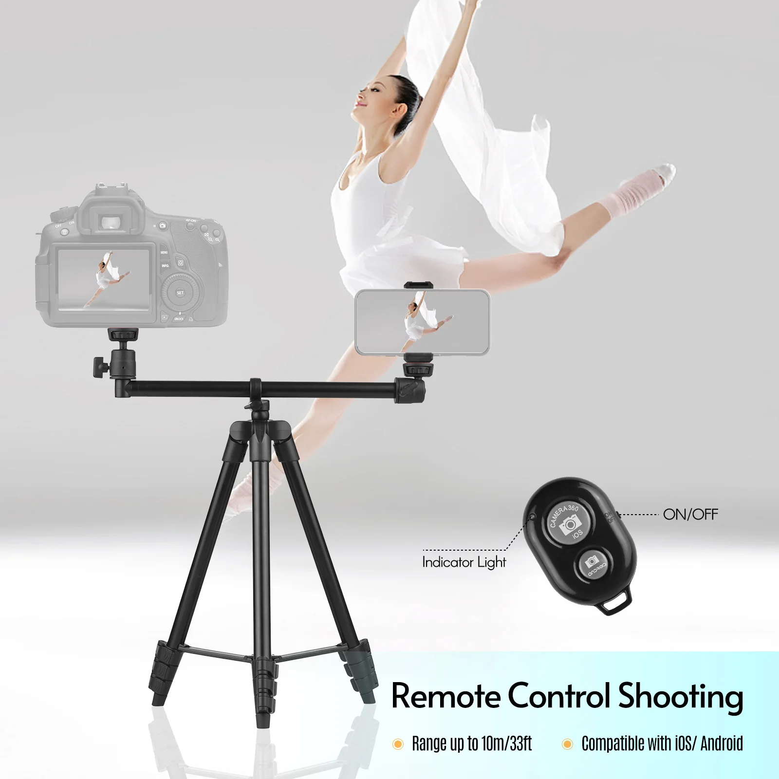 Штатив из алюминиевого сплава с удлиненной ручкой и вращающейся на 360 ° шаровой