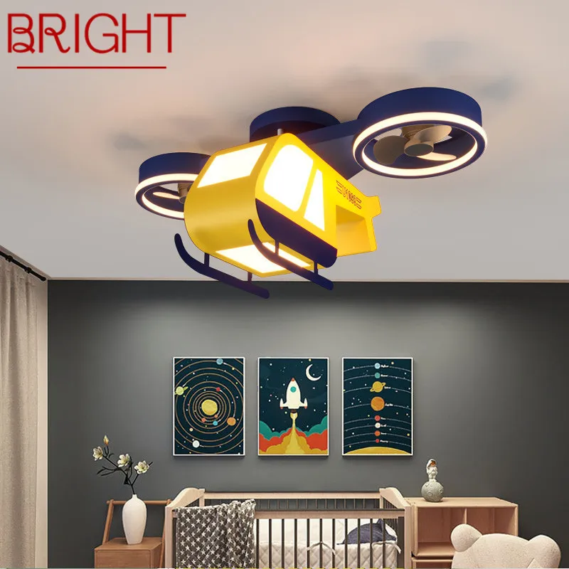 

BRIGHT Children's Ceiling Fan Lights Remote Control 3 Colors Dimmable LED Cartoon Airplane Lamp for Home Kids Room Kindergarten
