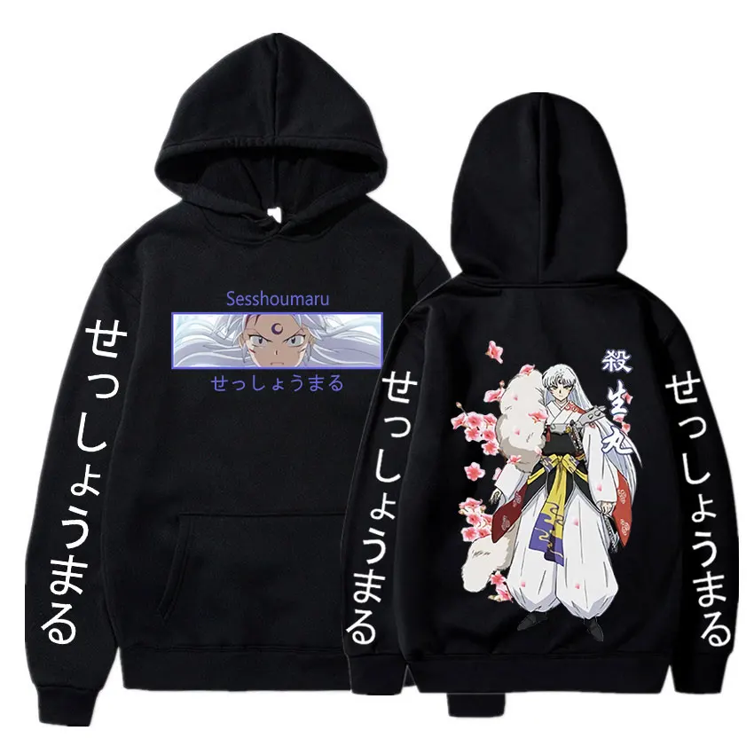 

Japanese Anime InuYasha Sesshomaru Hoodie Fashion Men's Manga Double Sided Print Hooded Sweatshirts Unisex Tracksuit Streetwear