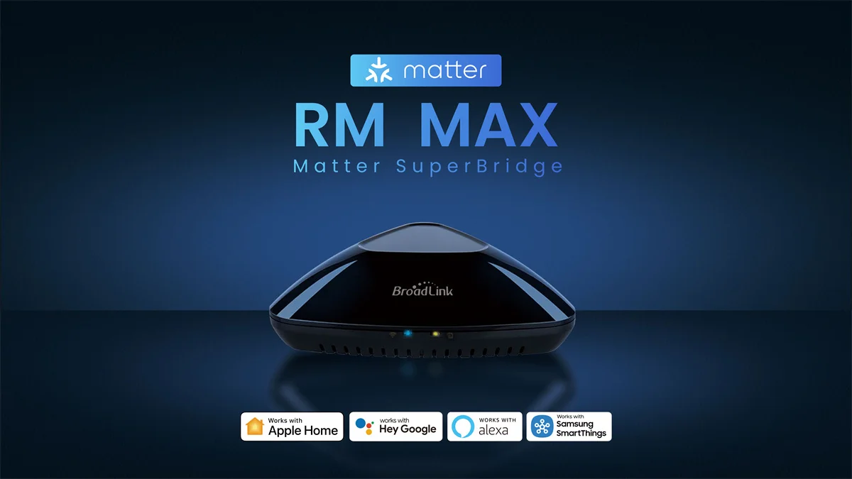 Фото Умный домашний хаб Broadlink Matter RM MAX с Wi-Fi и BLE, универсальный пульт для устройств IR/RF, телевизоров, кондиционеров, вентиляторов, жалюзи, совместимый с HomeKit, Alexa, Google. №2