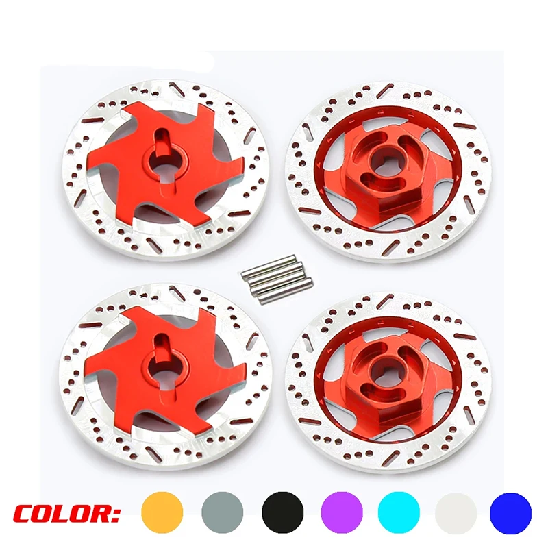 Радиоуправляемая машина 4 шт. Kotak Pelek Roda Rem Cakram Logam Adapter Hex для 1/10 Suku Cadang Mobil Rc On-Road Balap