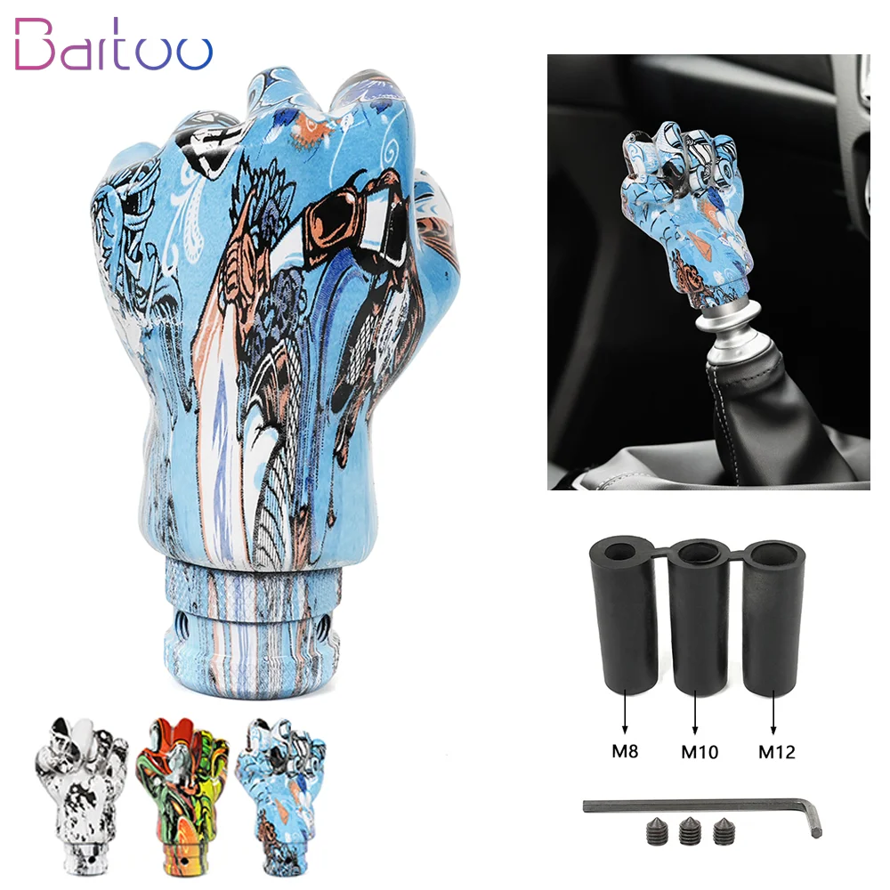 

New Manual Car Hand Shaped Style Resin Graffiti Gear Shift Knob Mixed Pattern Gear Stick Head Shifter Lever Handle SFN154