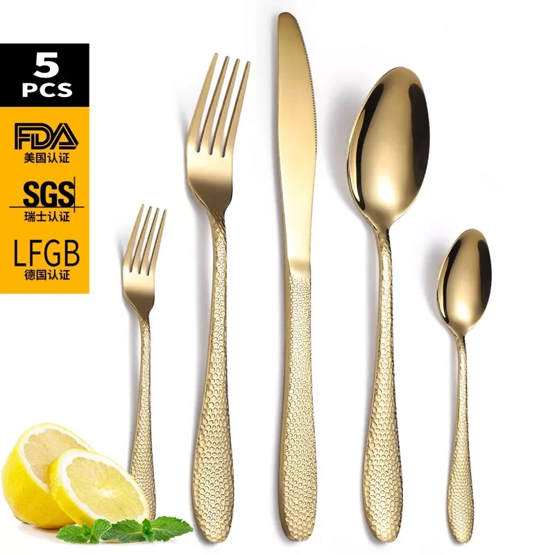 

New in Gold Cutlery Golden Cutlery Set Stainless Steel Dinnerware Set Spoon Set Tableware Forks Knives Spoons New