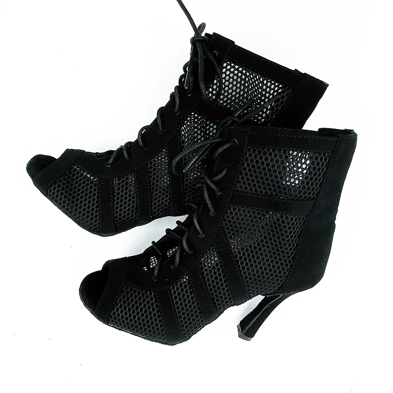 Salsa Bachata Dancing Shoes 2022 Winter Black Suede Sole Thick Insole Dance Booties Latin Dance Heels for Women and Girls