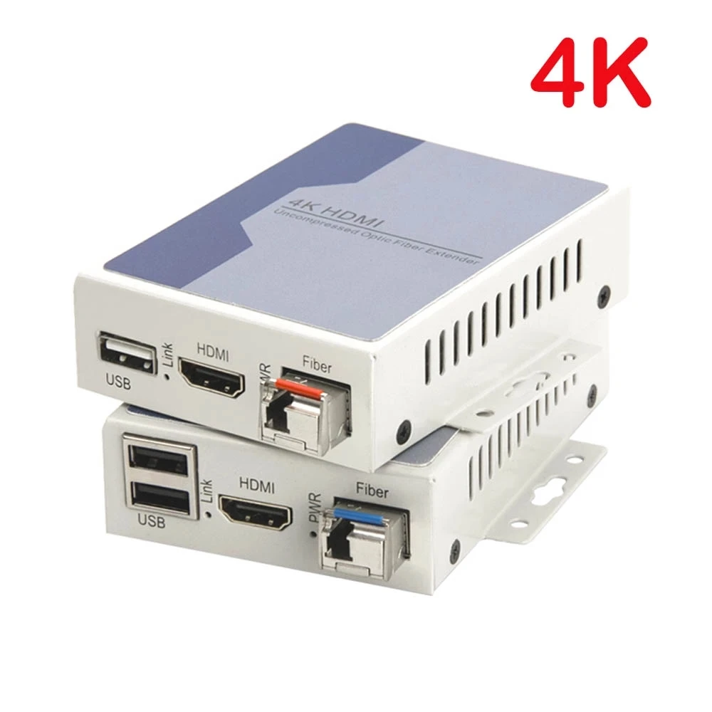 

4K HDMI Extenders with USB2.0 KVM, Uncompressed 4K x 2K 3D HDMI to Fiber optic Singlemode Fiber 10Km,with 2 10G SFP module