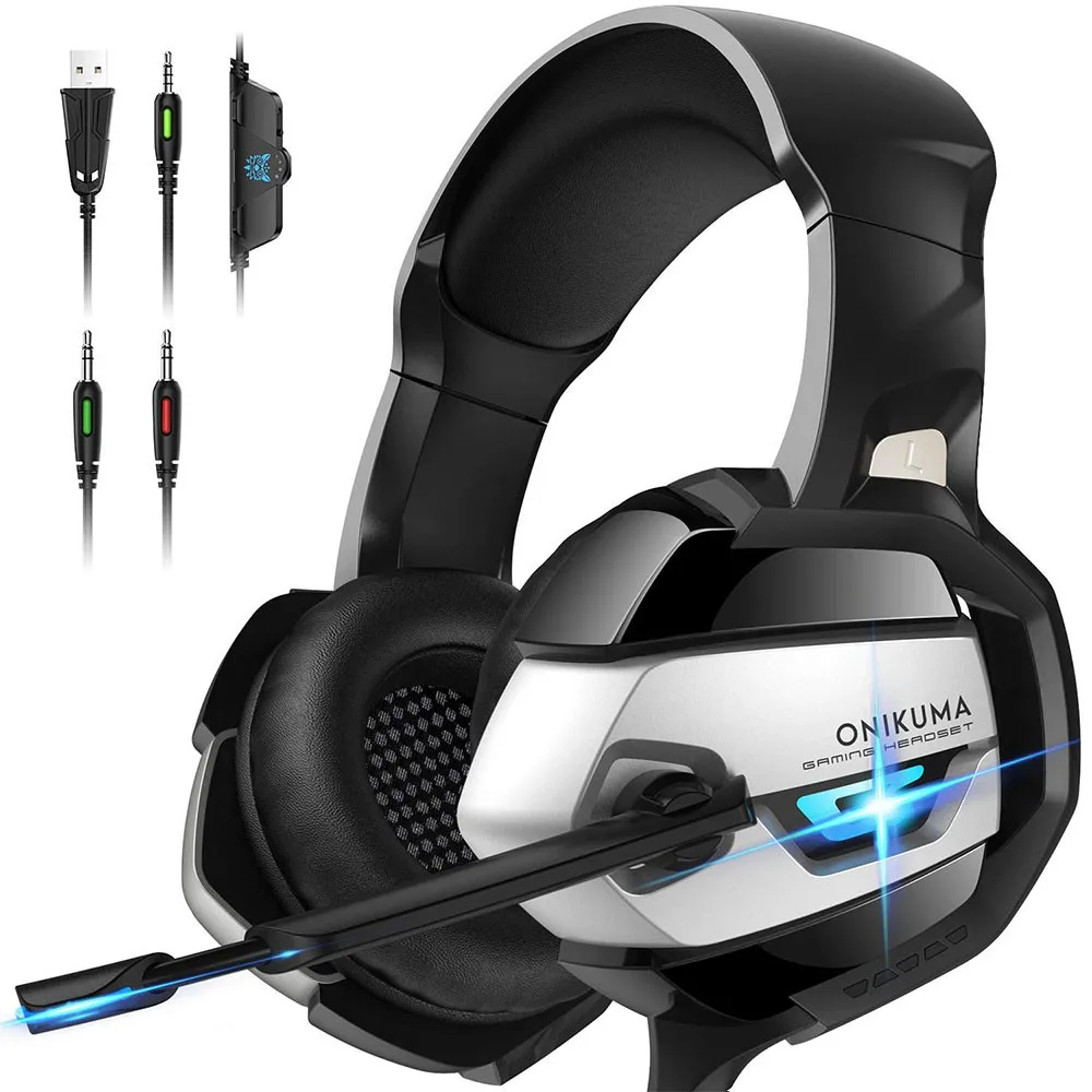 

Onikuma-K5 Wired Headphones Stereo Gaming Headset With Noise Cancelling Mic LED Light For PS4 Switch PC Laptop Mobile Headphones