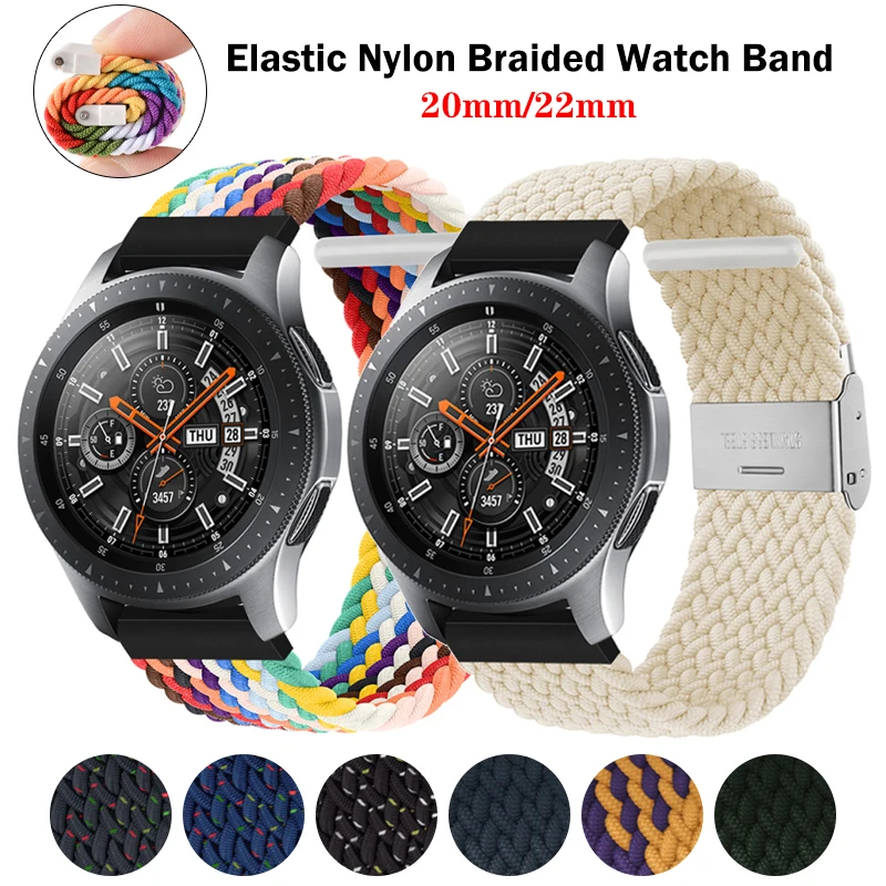 

20mm 22mm Universal Elastic Nylon Solo Loop for Samsung Galaxy Watch Active 2 3 Adjustable Watch Strap for Huawei GT2 Wristband