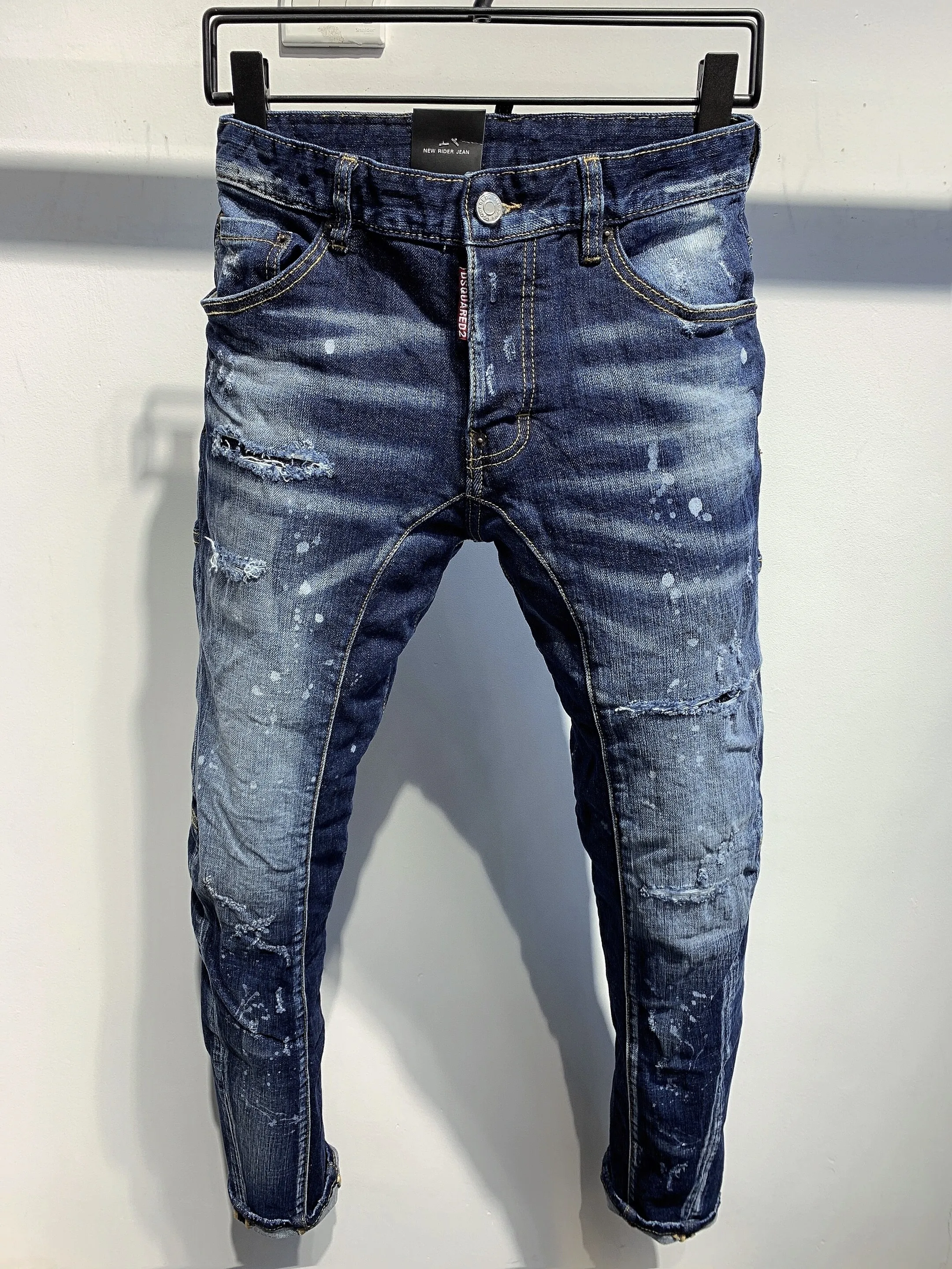 

Dsquared2 Retro Stitching Design Jeans D2 Fashion Trend Couple Ripped Jeans Boyfriend Gift Vintage Streetwear Size 44-52 A388