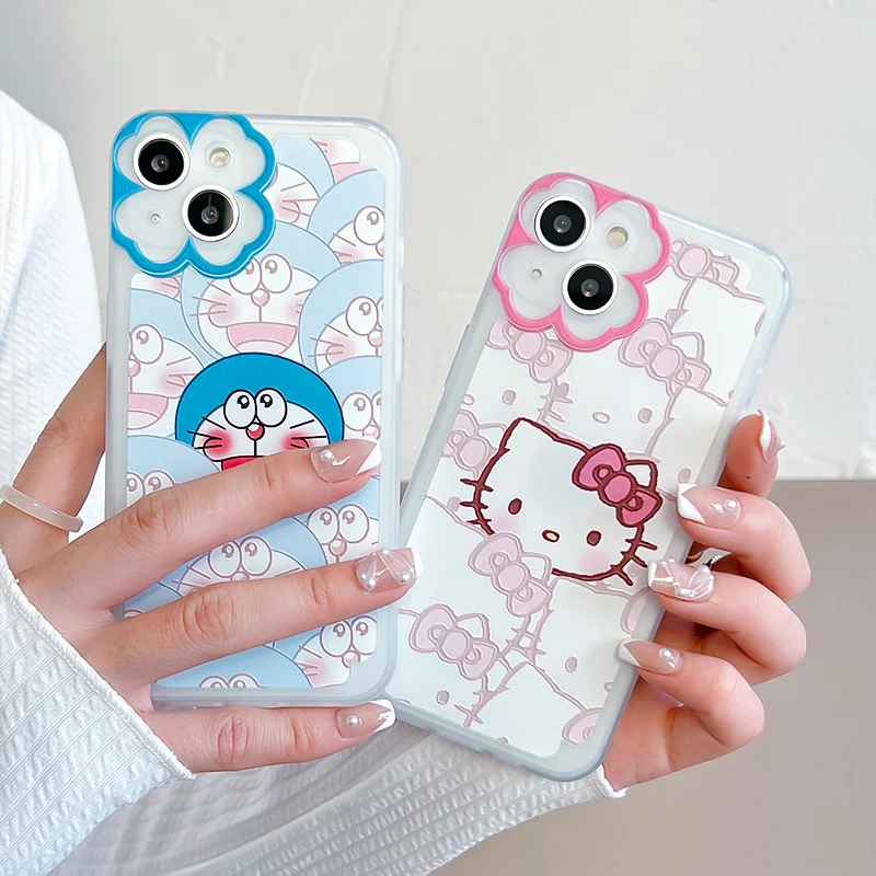 

BANDAI Hello Kitty Doraemon Sun Flower phone case for iPhone12 12Pro 12Promax 11 13 Pro 11Promax X XS MAX XR cover phone holder