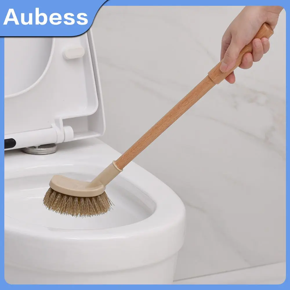 

Wood Color Wc Kitchen Cleaning Brush Multi-function Toilet Cleaning Brush Non-dead Angle Bathroom Cleaning Scrubber Long Handle