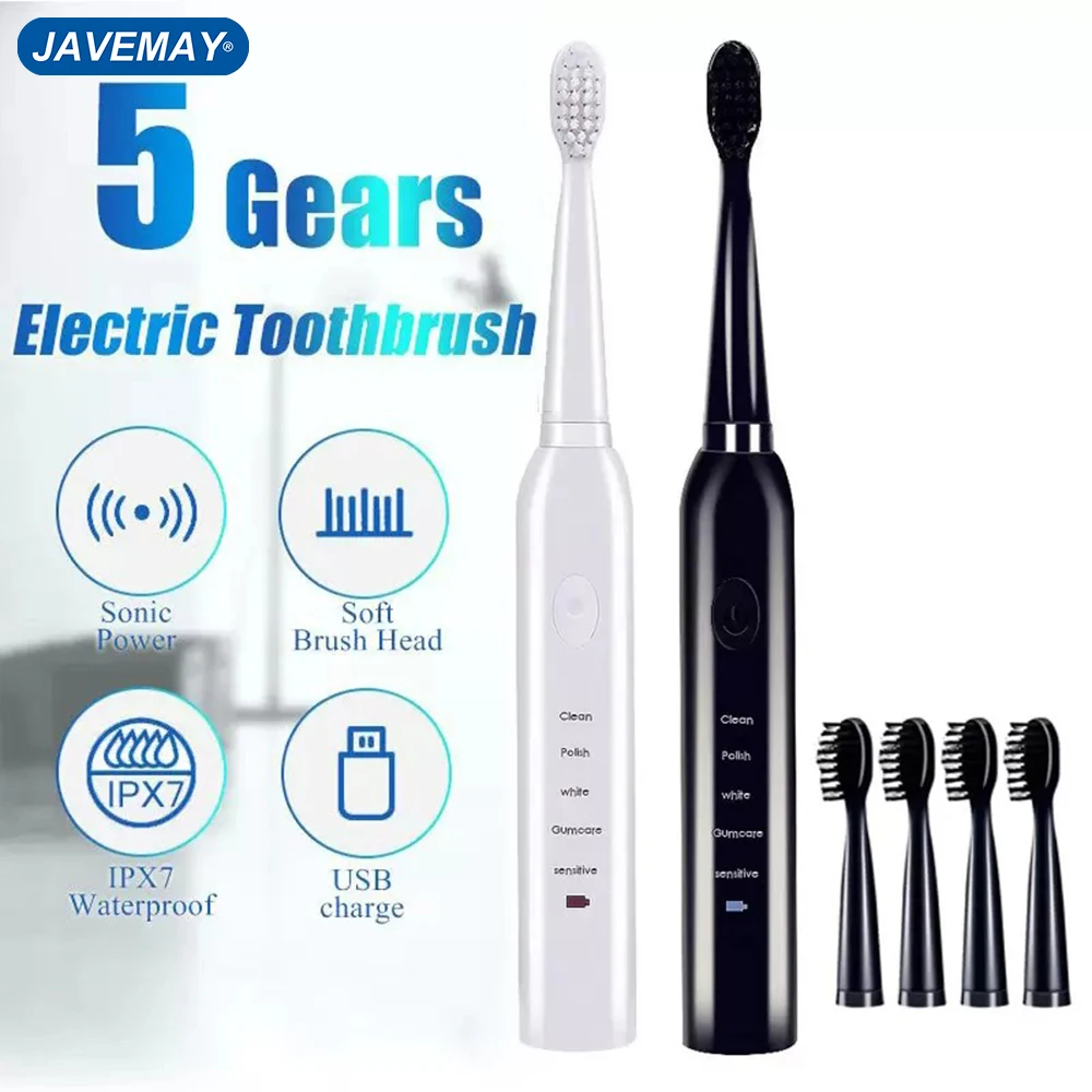 Ultrasonic Sonic Electric Toothbrush Rechargeable Tooth Brush Washable Electronic Whitening Teeth Brush Adult Timer JAVEMAY J110