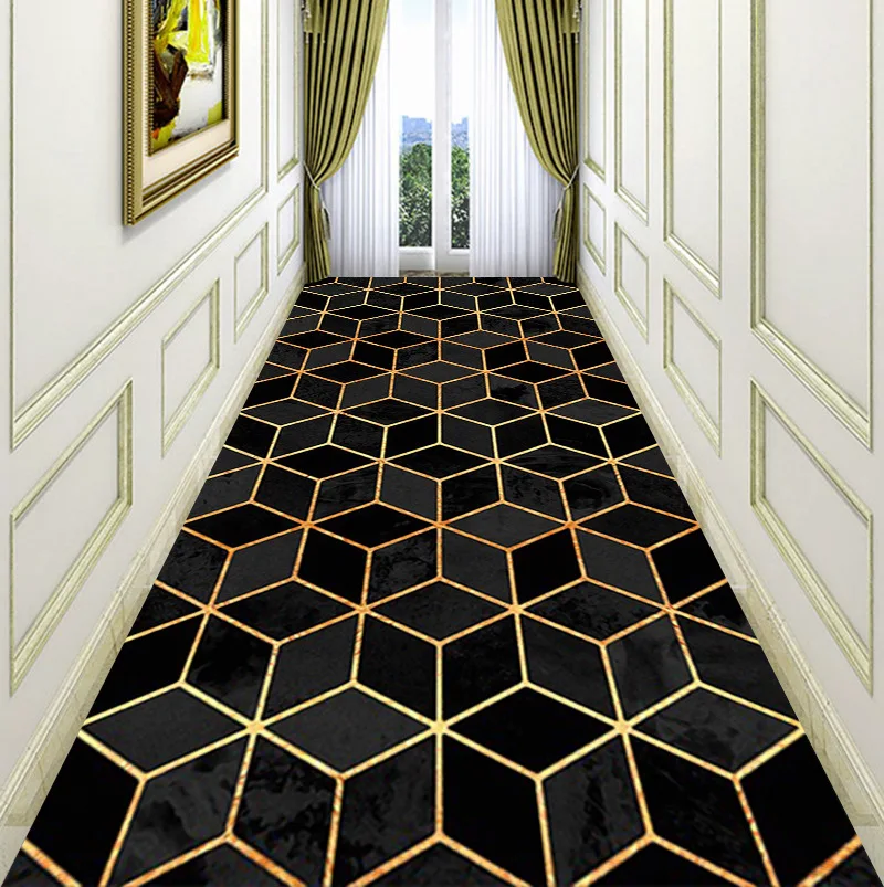 

Geometry Moroccan Carpets Long Corridor Hallway Rug Home Living Room Area Rug Crystal Velvet Kitchen Bedroom Floor Mat Doormat