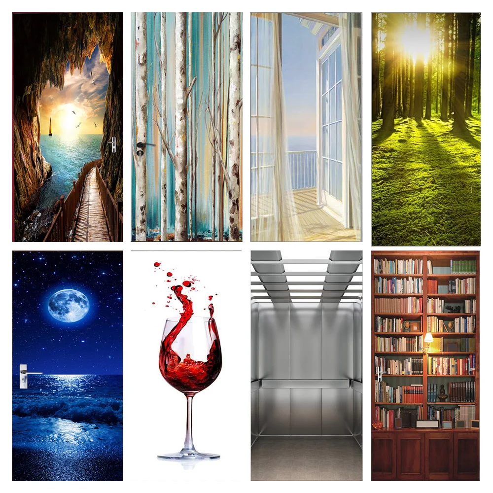 

Self-adhesive Door Stickers Wallpaper Wood Adhesive PVC Home Decor Furniture Vinyl Waterproof Wall Stickers Kitchen