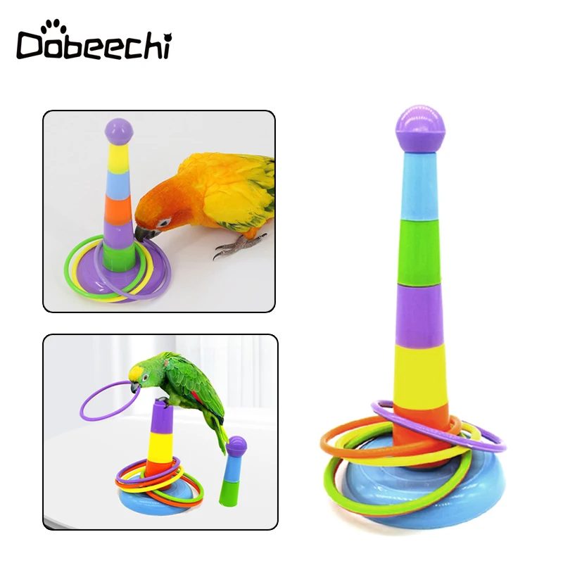 

Cute Parrot Toy Puzzle Mini Colorful Ring Parrot Chewing Toy Bird Toy Interactive Ring Training Parrot Ferrule Decoration