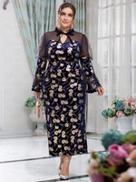 toleen women plus size large maxi dresses 2022 luxury designer chic elegant bow long sleeve evening party festival robe clothing