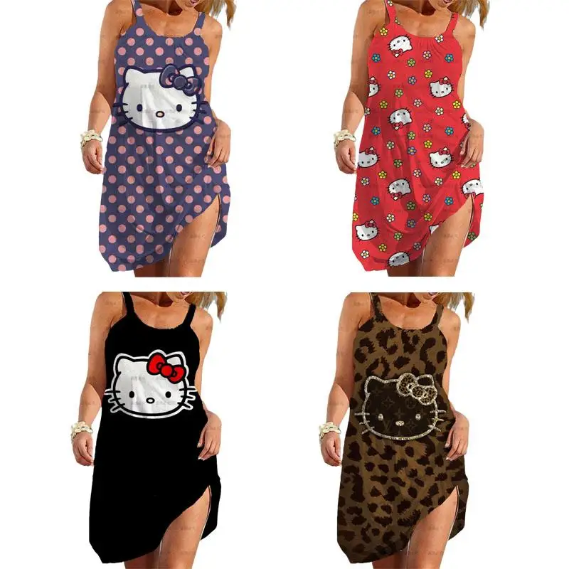 

Женское летнее пляжное платье с принтом Hello kitty