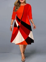 plus size womens dress luxury designer print a line elegant fashion o neck evening one piece dresses 2022 ladies elegant
