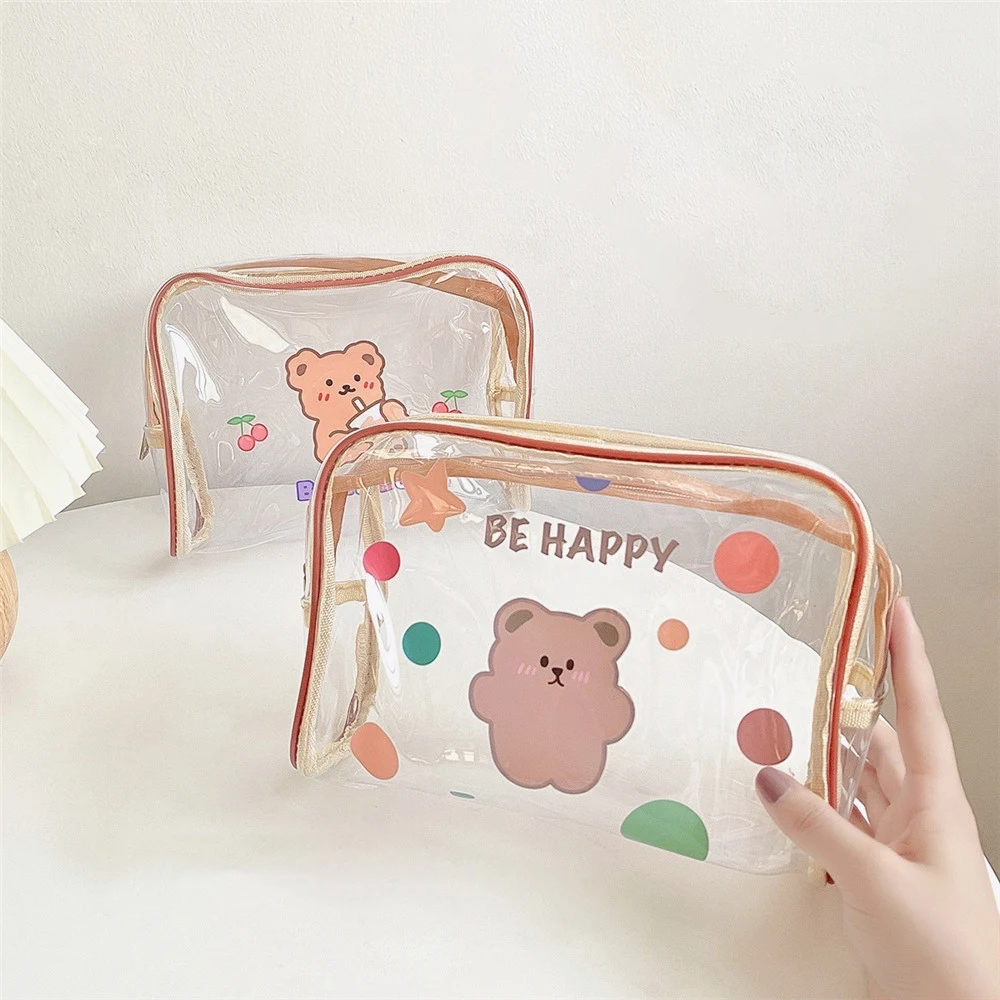 

Cute Bear Pattern Pencil Case Kawaii Stationery Storage Bag Large Capacity Cosmetic Pouch Portable Toiletries Bag School Supply