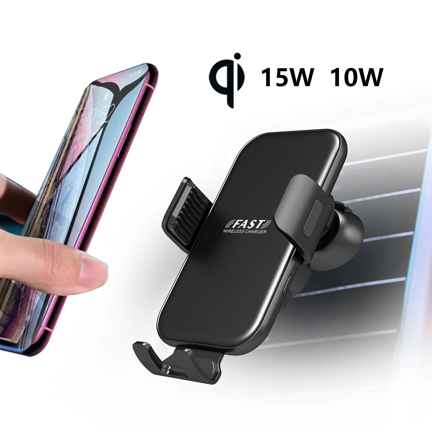 

Mobile Phone Holder For Car Accessory High Power Wireless Fast Charge Automatic Locking Suction For Android And Apple Cellphones