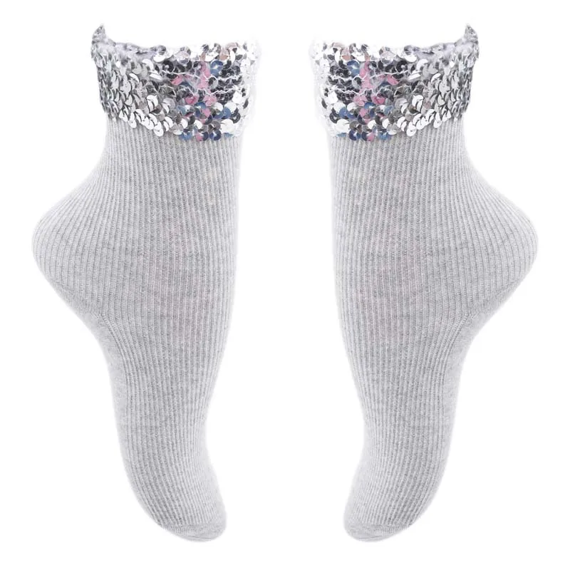 

Fall Winter Women's Socks Original Design New High Quality Handmade Sequins Solid Color Socks For Women