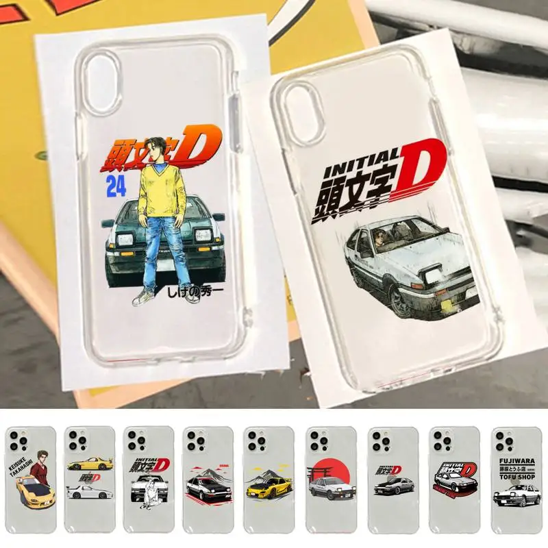 

INITIAL D AE86 Phone Case For iPhone 14 13 12 11 Pro Max Mini X Xs XR 6 7 8 Plus SE 2020 Transparent Case