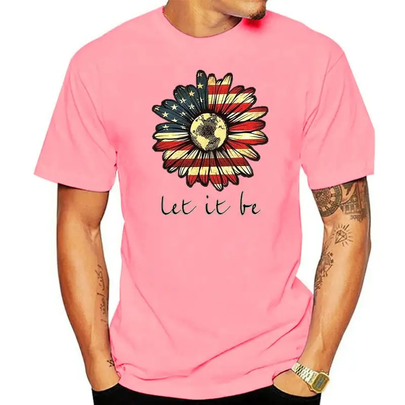 

Футболка Hippie Sunflower America Let It Be, черная Хлопковая мужская футболка от поставщика S-3Xl Us, Спортивная футболка