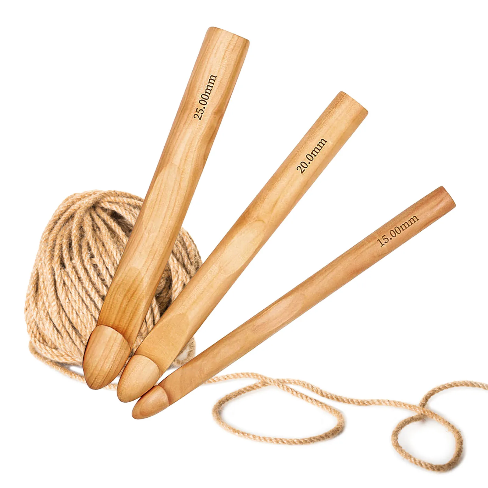 

Wooden Crochet Hooks 3Pcs Wood Crochet Hooks Set Crochet Needles Crochet Kit Handle DIY Wooden Knitting Needle 15-25mm Crochet