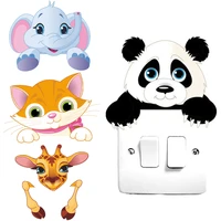 lovely animals switch stickers elephant cat panda giraffe mural art kids room diy decorative living room bedroom light switch