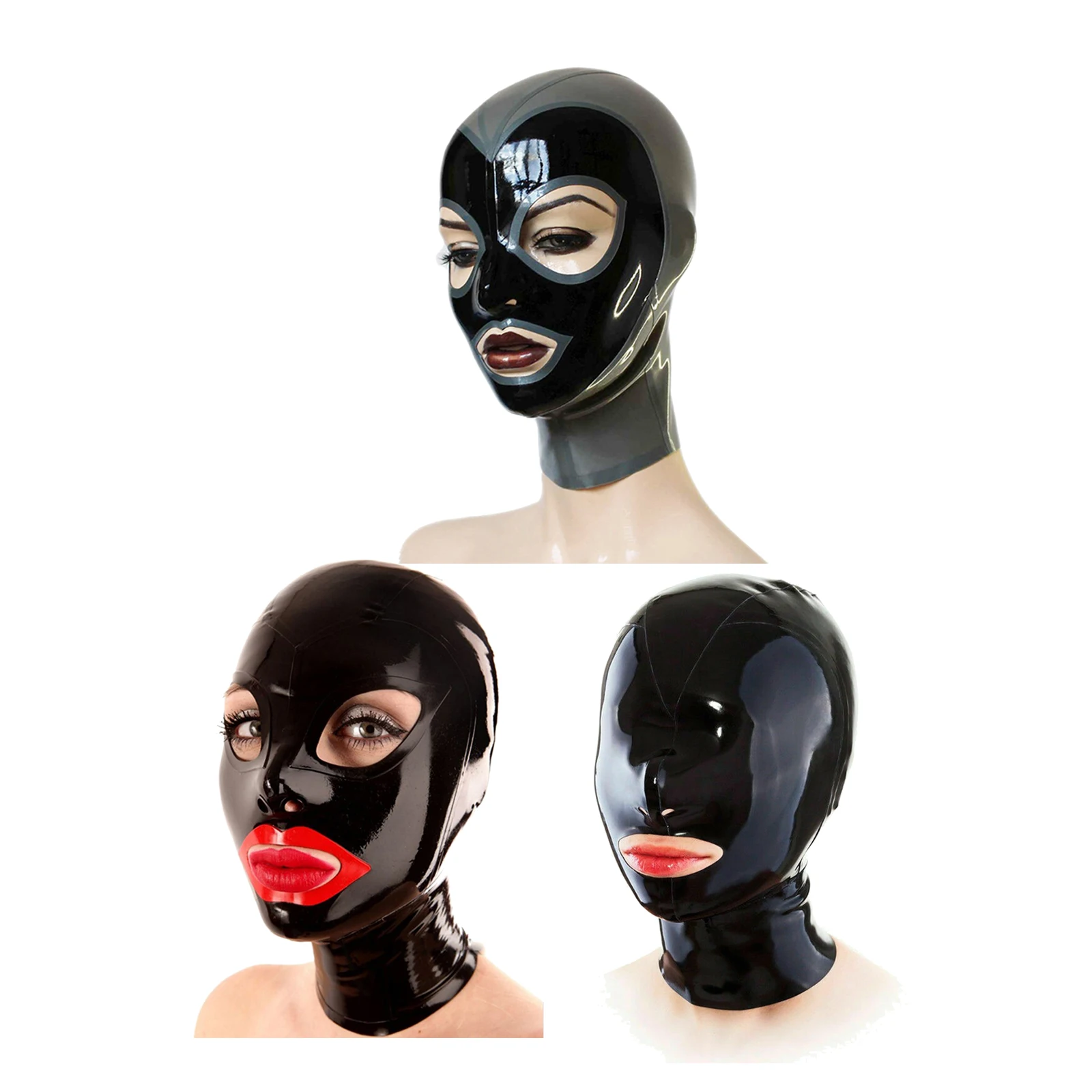 

Латексная маска унисекс, блестящий головной убор с металлическим покрытием и открытыми глазами, на все лицо, для женщин и мужчин, костюм для ролевых игр для пар