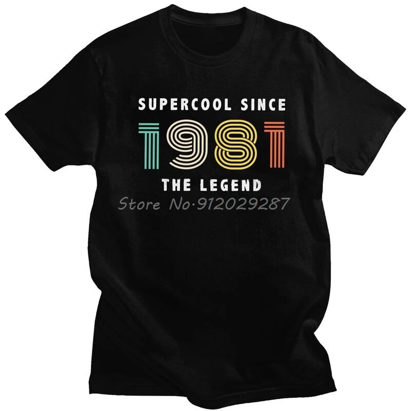 

Men's Supercool Since 1981 T Shirt Short Sleeved Cotton Tshirt Classic T-shirt Print Birthday Anime Tees Streetwear Harajuku