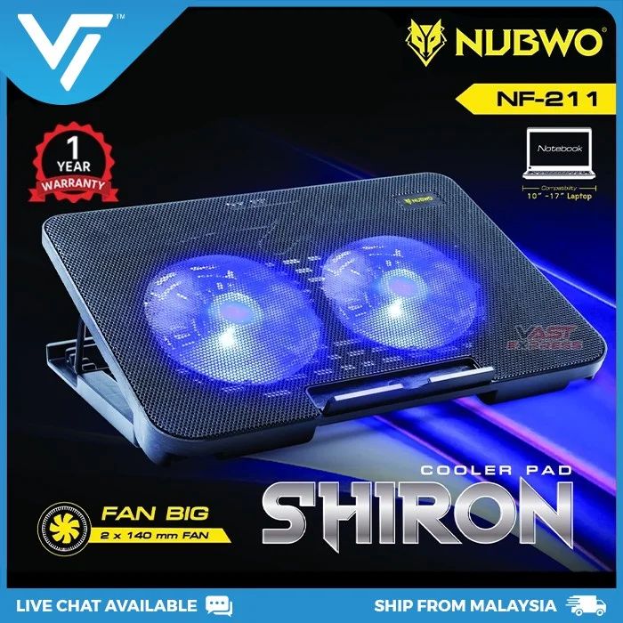 

NUBWO Shiron (2 fans)/Quatro (4 fans) Cooling Pad - Strong Wind14"-17" Height Adjustable Laptop Cooler Fan/Coolpad