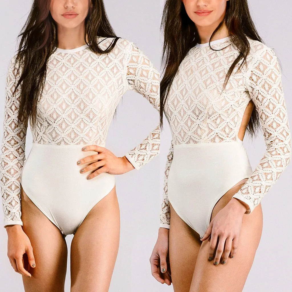 

Women's Fashion Sexy Long Sleeve Fit lace Stitching Jumpsuit Summer Jumpsuits Button Cape Womens Wide Leg Jumpsuit Romper