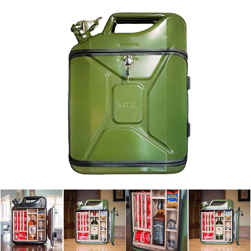 

FHEAL Whiskey Bar Cabinet Set Mini Gasoline Barrel Wine Cabinet Display Drink Barrel Organizer Box Shelf Cans Birthday Gift