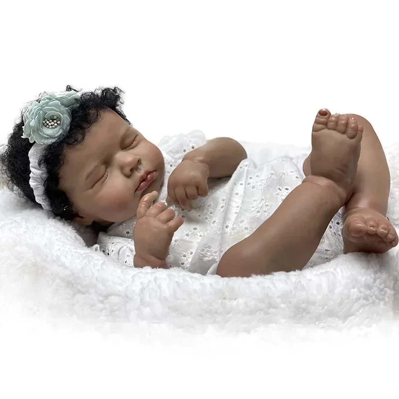 48 см Black-Skinned Loulou Реалистичная кукла ручной работы Bebe Reborn окрашенная