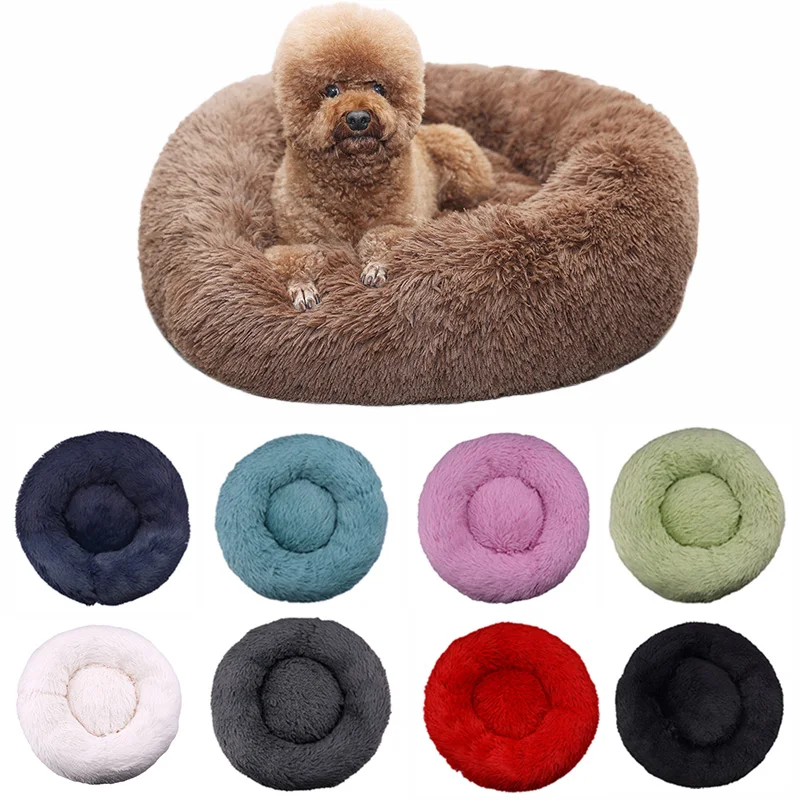 

Dog and Cat Cushion Bed Comfortable Donut Round Pet Dog Kennel Ultra Soft Washable Winter Warm Doghouse Dropshipping