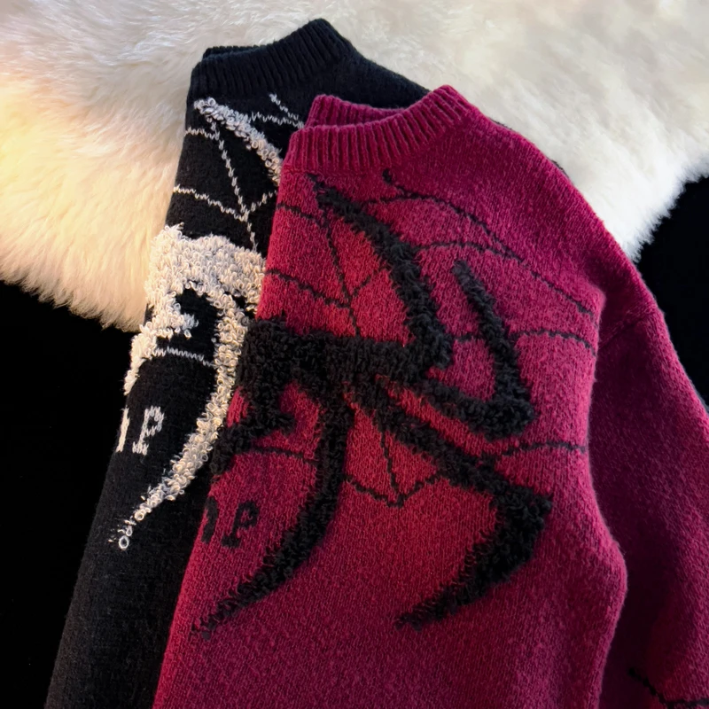 Модный брендовый плюшевый свитер в стиле High Street с оленем и пауком для мужчин