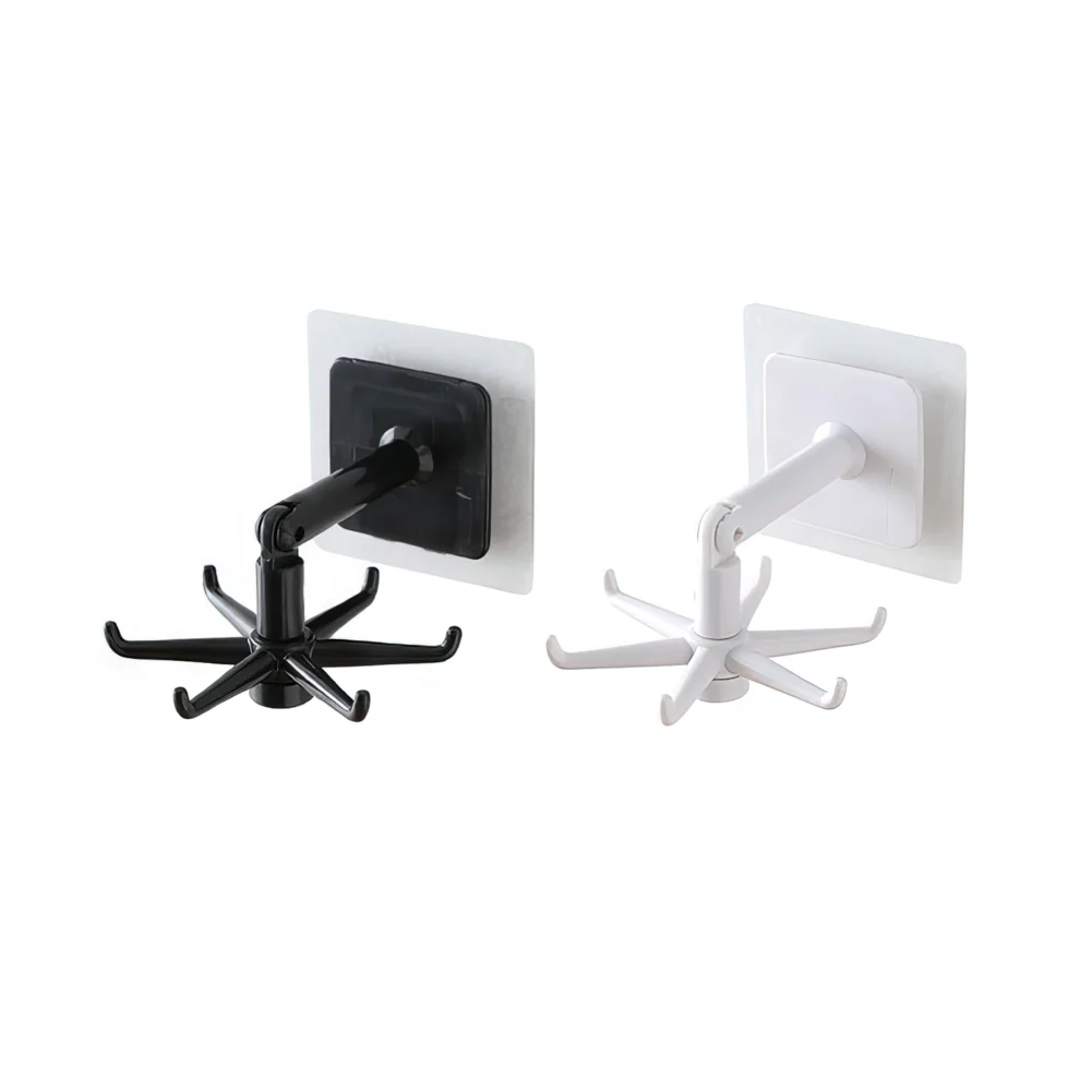

1Pc 360-Degrees Rotated Kitchen Hooks Self Adhesive 6 Jaw Multi-purpose Hanging Holder Wall Door Hook for Kitchen