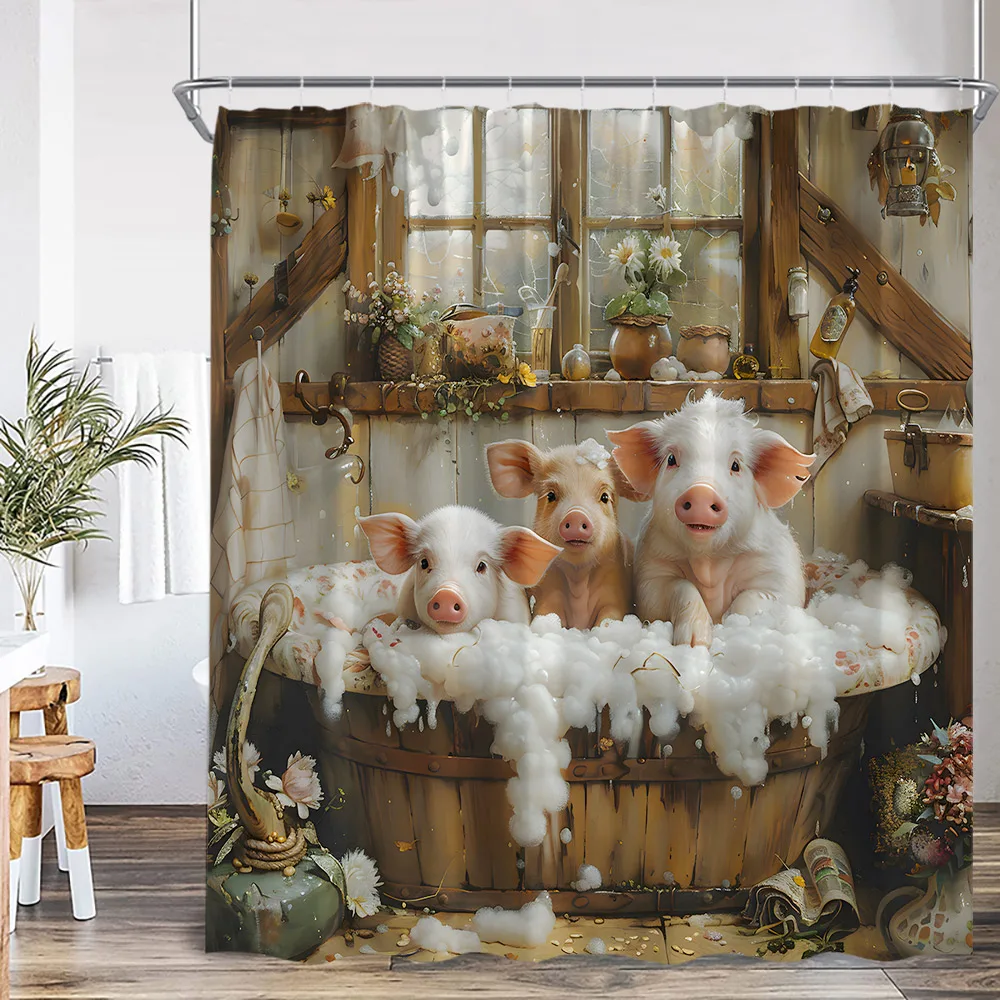 Забавные шторы для душа с принтом животных ванной из полиэстера собаки щенка