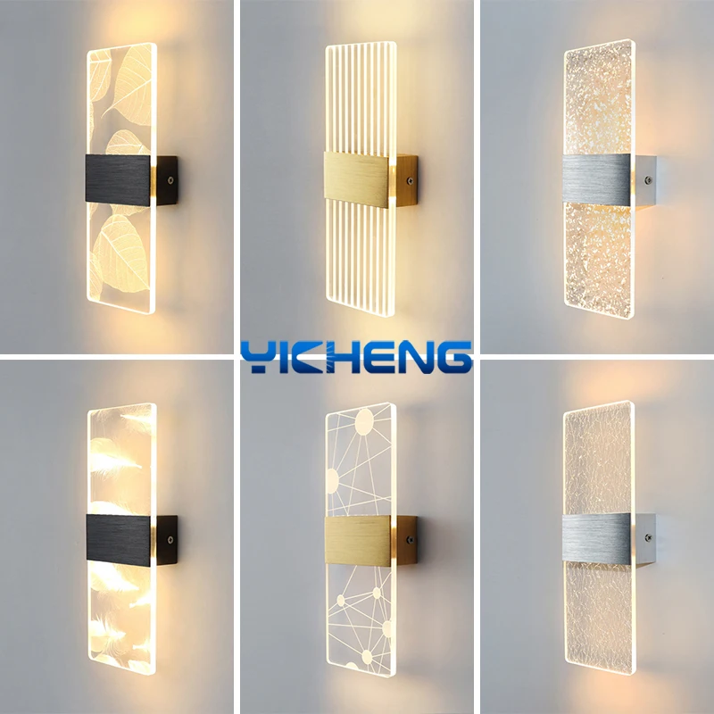 

LED Wall Lamp Laser Acrylic LED Indoor Wall Light Modern Nordic Sconce Lamp For Bedroom Living Room Bedside Light 6W AC85-265V