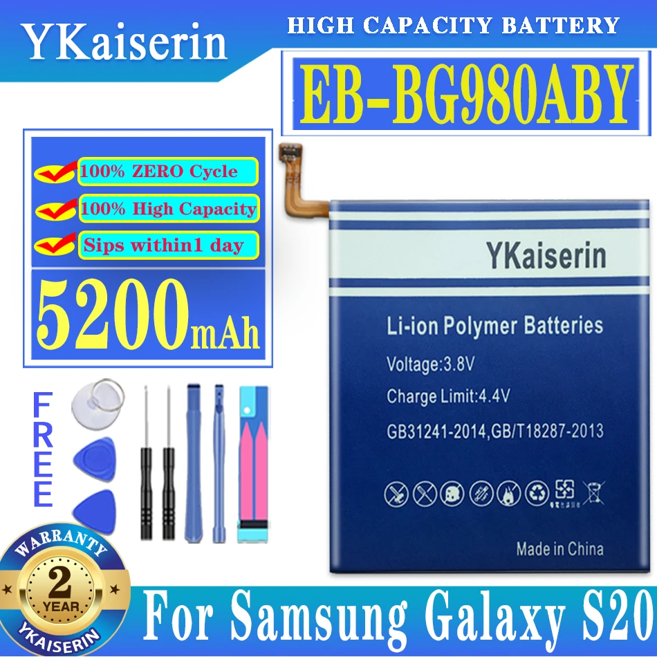 

YKaiserin For SAMSUNG EB-BG980ABY 5200mAh Replacement Battery For Samsung Galaxy S20 S 20 Mobile Phone Batteries Free Tools