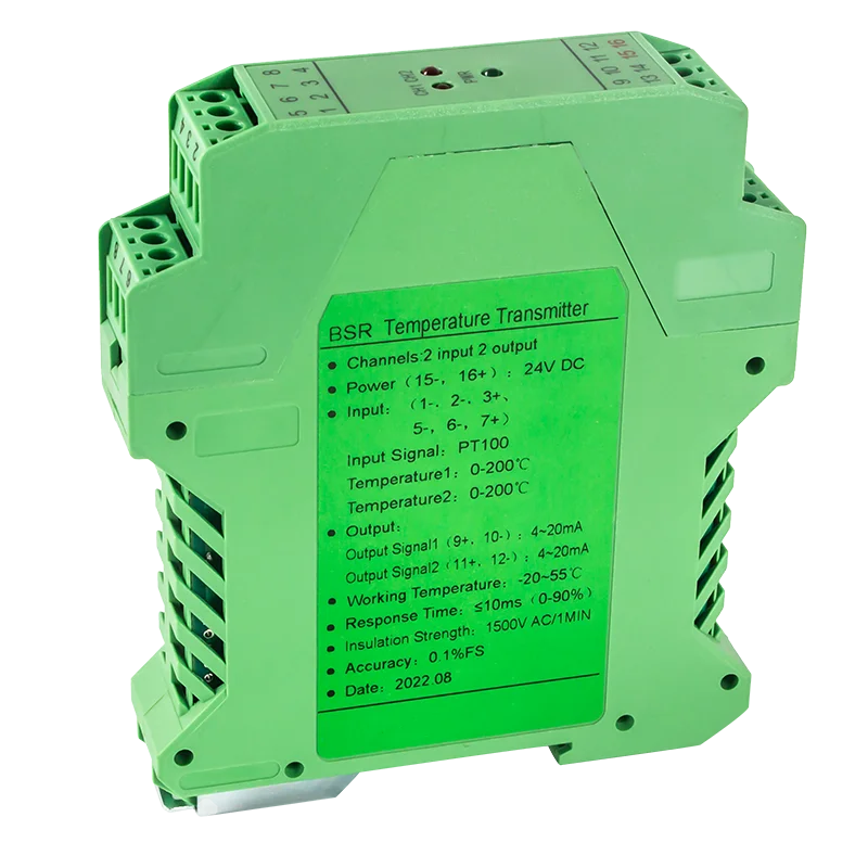 0-100℃ 0-200℃ PT100 Temperature Transmitter 2 In Out 4-20mA 0-10V 0-5V Signal Converter