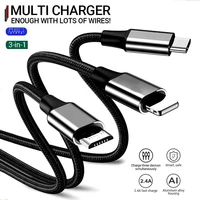 katychoi 3 in 1 usb type c cable fast charging cable usb cable for iphone samsung xiaomi micro usb lightning cable charger