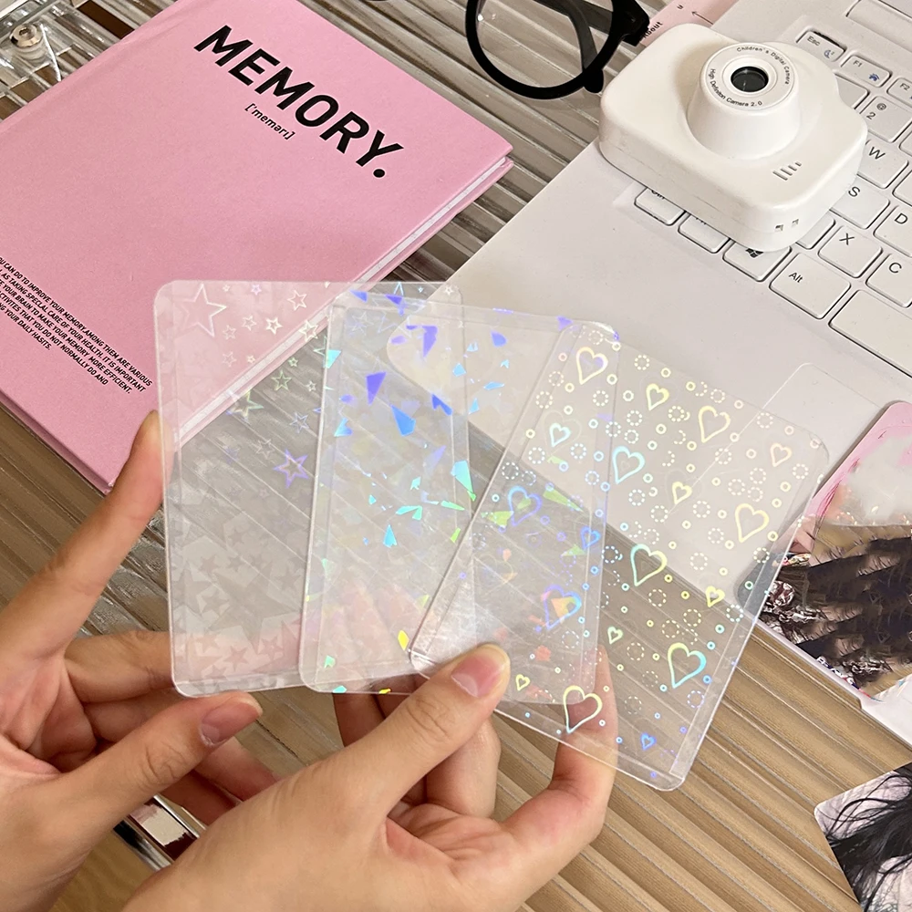 

5pcs/Lot 69*97MM Little Stars Laser Flashing Card Sleeves Protector For Cards Holder Holographic Foil Protective Film