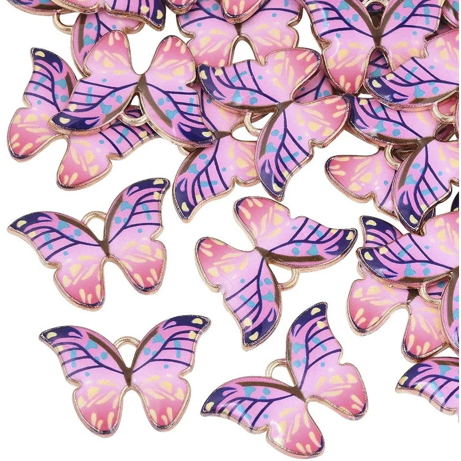 

100PCS Small Butterfly Charms Butterfly Alloy Pendants Enamel Butterfly Beads Pendants for DIY Bracelet Necklace Jewelry Making