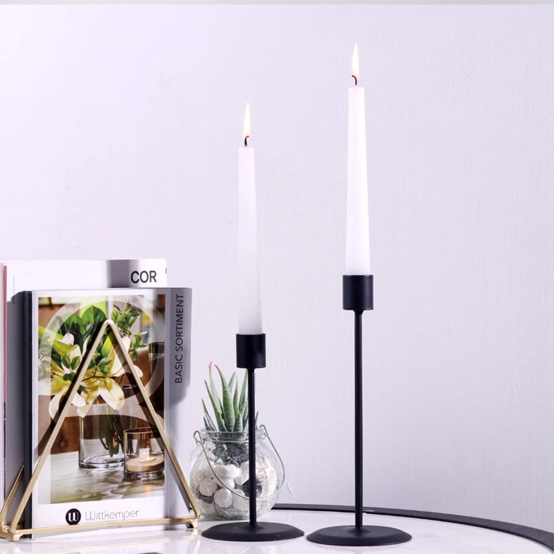 2PCS Nordic Metal Candle Holder Modern Candlesticks for Candles Gold Black Wedding Decoration Desktop Table Home Decor Church