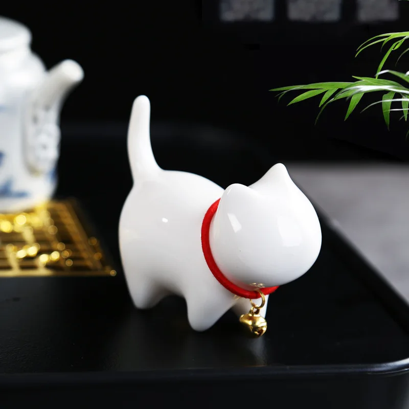 

Handmade ceramic cat decoration birthday gift pen holder pen rest Kung Fu tea set ceremony tea ornament Figure Kitty Tea Pet
