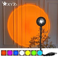 usb sunset lamp rainbow rgb 7 colors projector atmosphere night light home decoration photography live lighting wall decor lamp