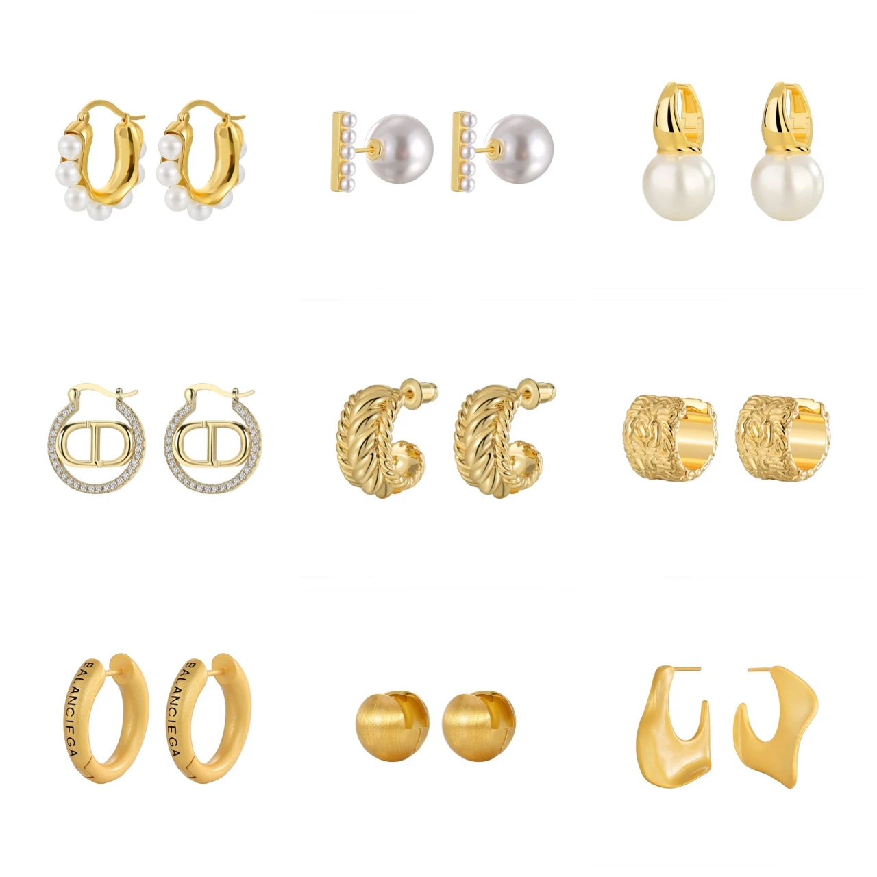 

Newly Arrived Charming Brass Multiple 925 Silver Needle Pearl Earstuds Women's Jewelry Gift