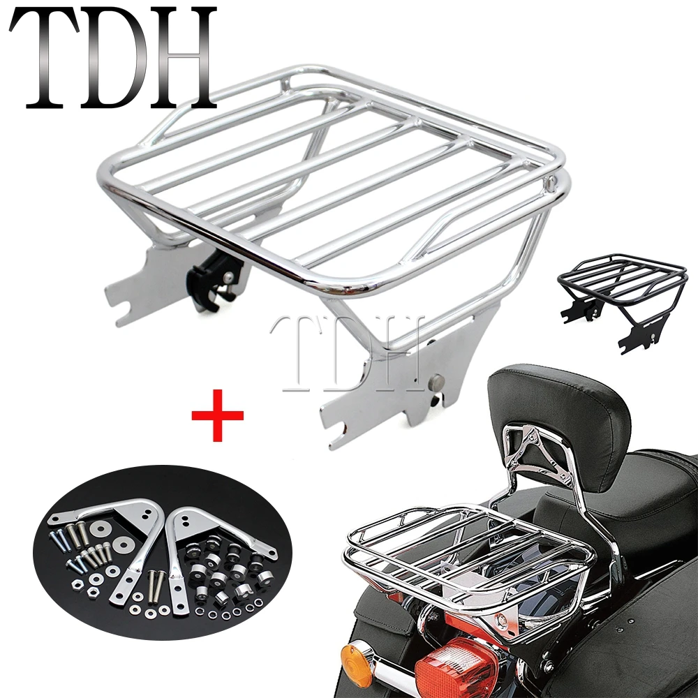 

Для Harley съемный 2 вверх багажный стеллаж Сисси Бар спинка стойка для туристических дорог король FLHR Electra Glide FLHT FLTR комплект оборудования