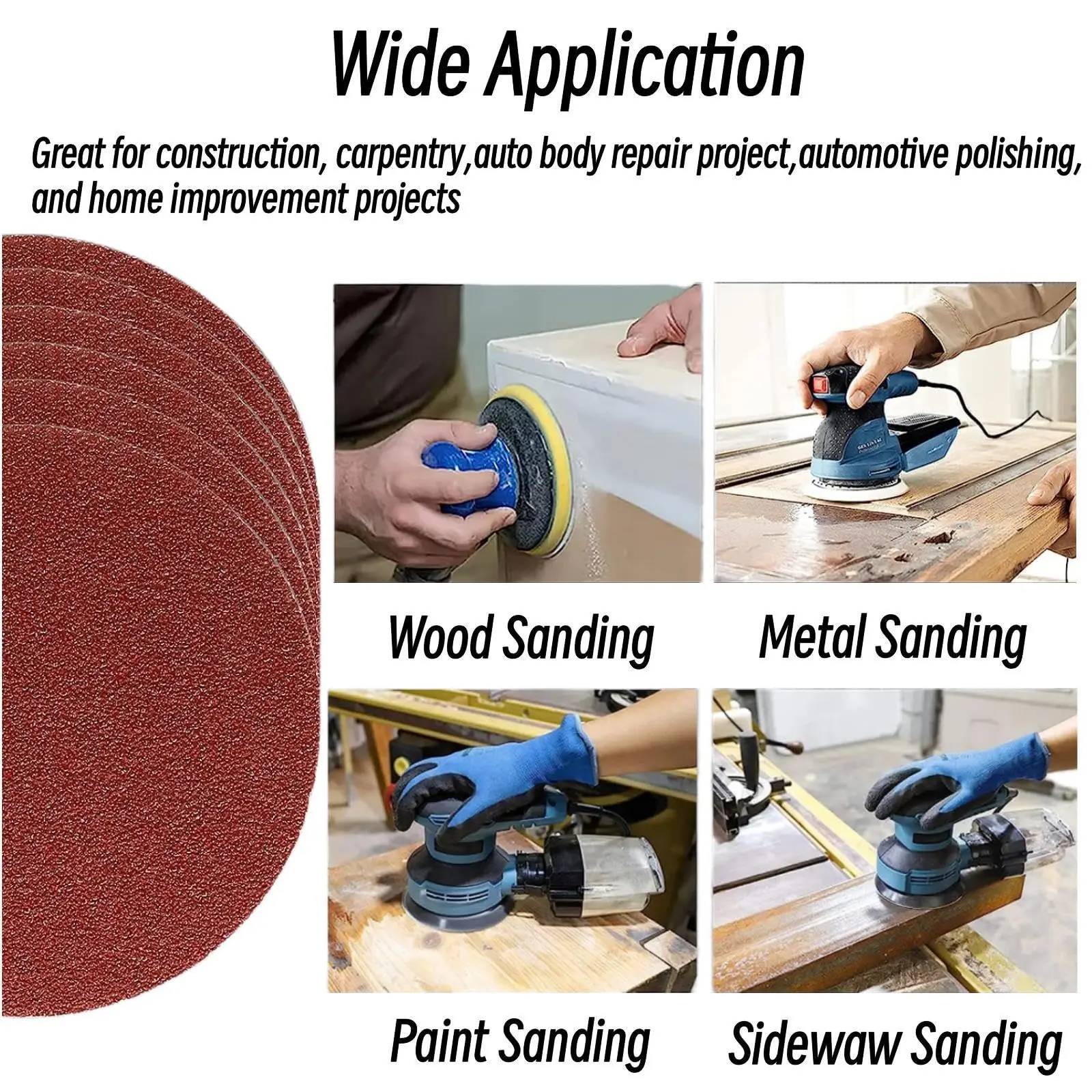 Набор из 5-дюймовой Красной наждачной бумаги с крючком и петлей 93 шт. мягкие